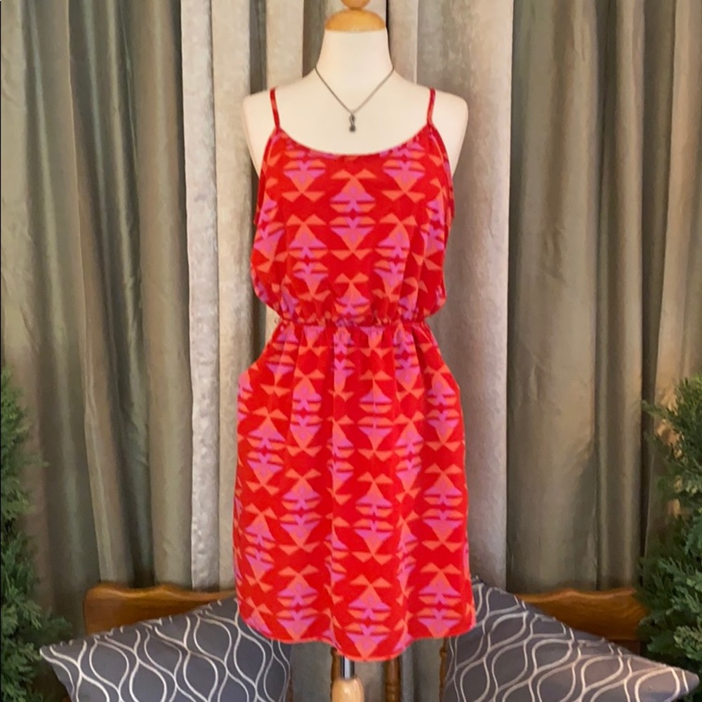 Ellie Spaghetti Strap Fit Flare Aztec Print Dress - Picture 2 of 15